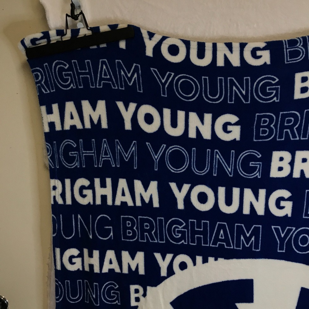 Logo Brands Brigham Young University BYU Cougars Polyester Blue Throw Blanket - Picture 2 of 16
